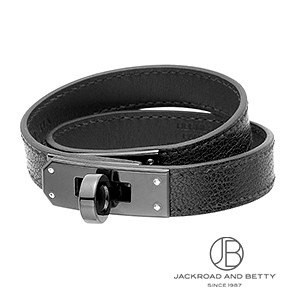 ミニケリー レザーブレスレット ドゥブルトゥール ソーブラック 黒[] Mini Kelly Bracelet Double Tour | エルメス  新品 ジュエリー